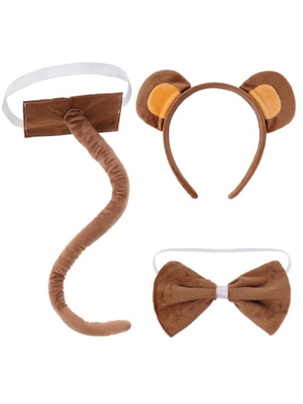 obmwang 3 Pieces Monkey Costume Set Monkey Ears Headband Bow tie and Tail
